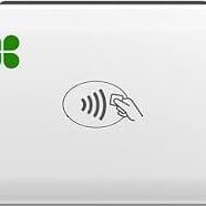 A close up of the clover logo on a device